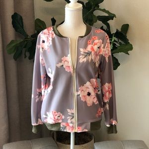 NWOT Floral Bomber Jacket